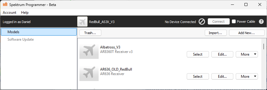 Spektrum programmer app